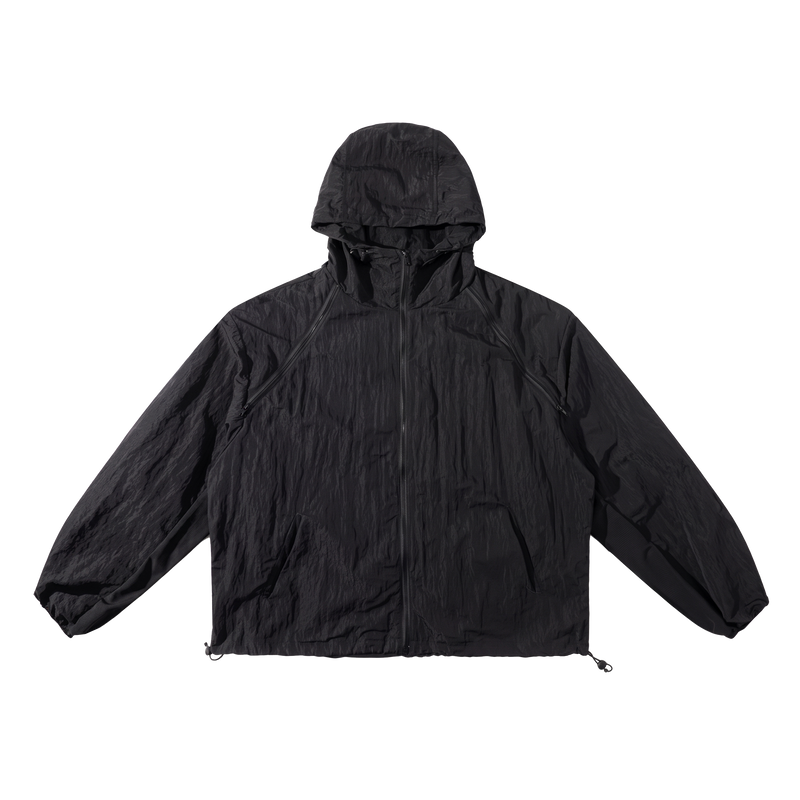 CRINKLE SHELL JACKET — BLACK