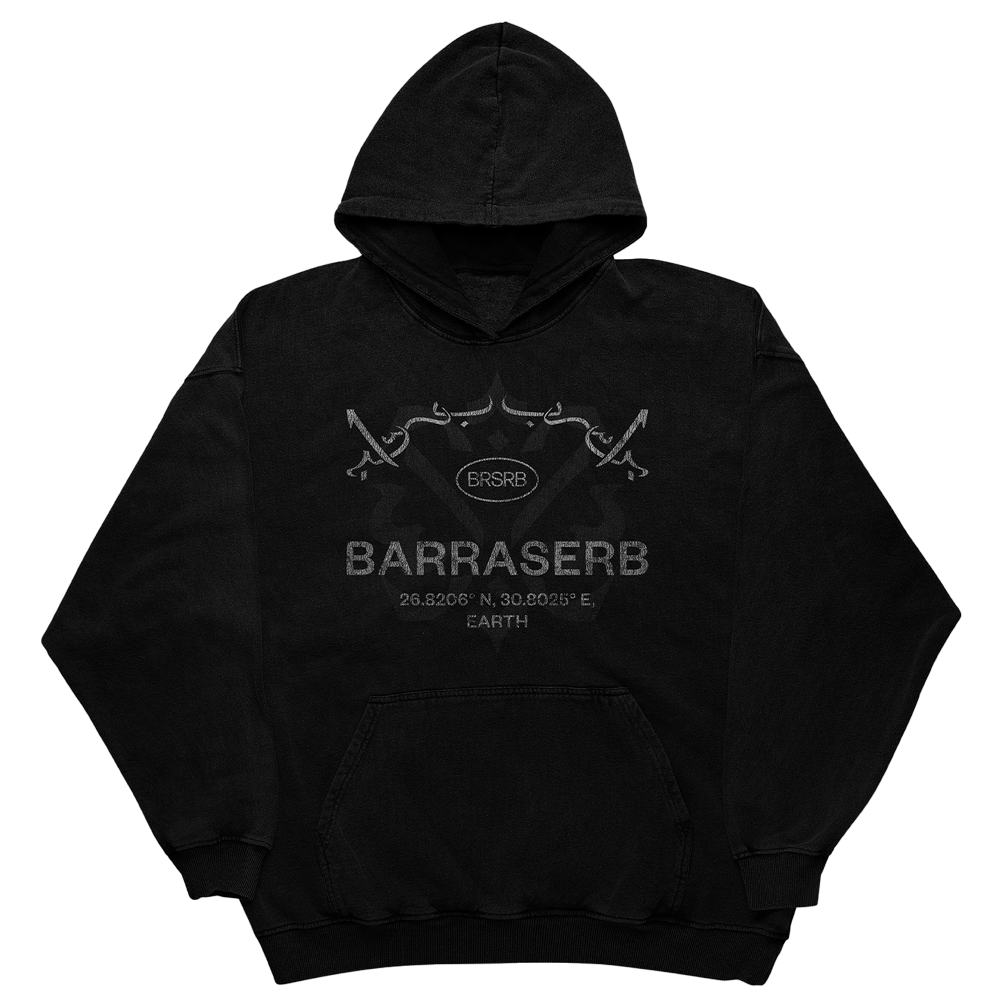 CHARCOAL BLACK PRINTED HOODIE